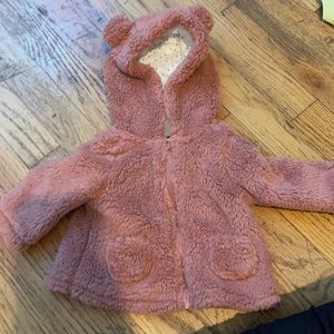 Infants Pink Furry Bear Jacket